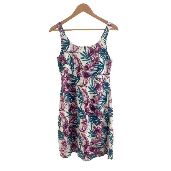 Tommy Bahama Fronds Of A Feather Tank Dress Size M Peacock Palm Print Empire - Picture 3 of 5